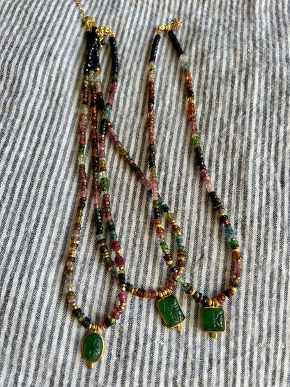 Collier BHOTI pierres semi-précieuses et pendentif aventurine