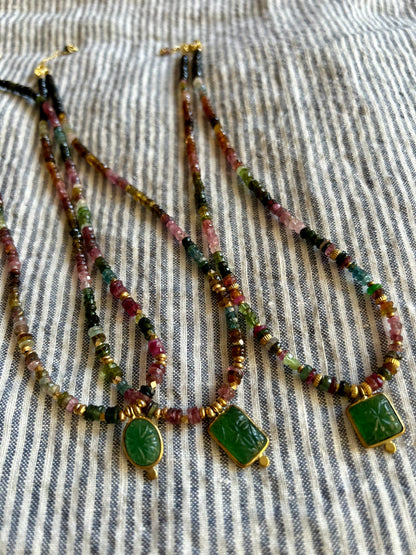 Collier BHOTI pierres semi-précieuses et pendentif aventurine