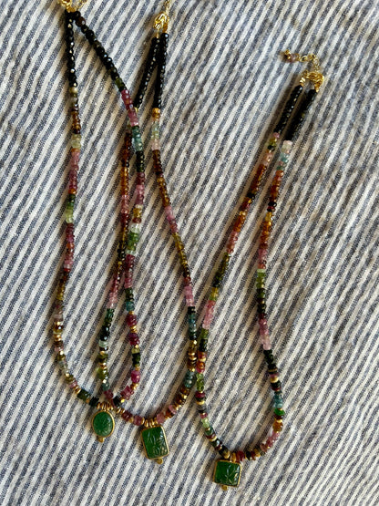 Collier BHOTI pierres semi-précieuses et pendentif aventurine
