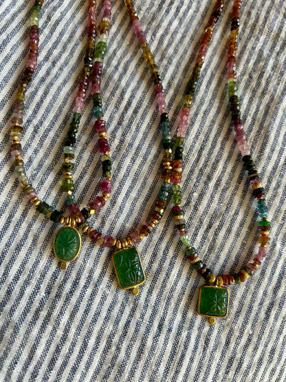 Collier BHOTI pierres semi-précieuses et pendentif aventurine