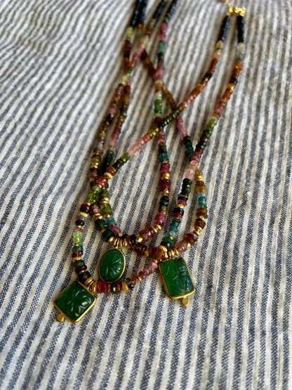 Collier BHOTI pierres semi-précieuses et pendentif aventurine