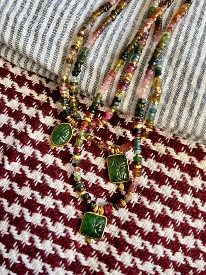 Collier BHOTI pierres semi-précieuses et pendentif aventurine