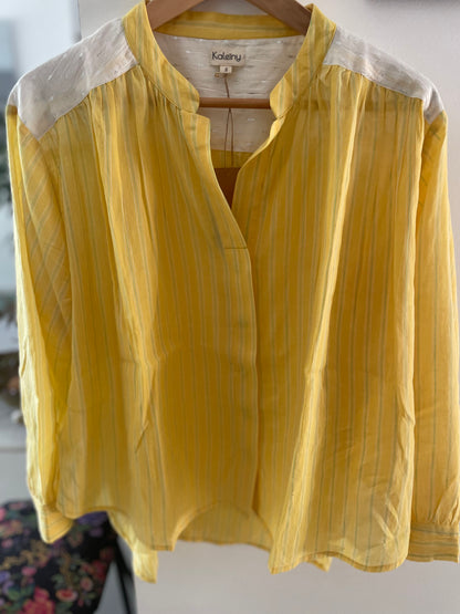 Blouse Telma Jaune fines rayures vertes