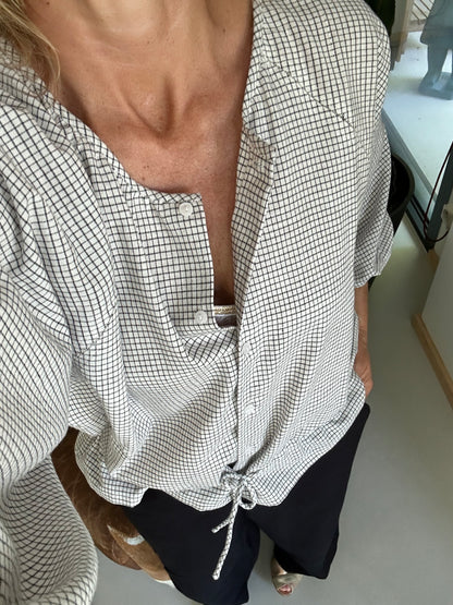 Blouse PRANA en coton khadi carreaux Noir & Blanc