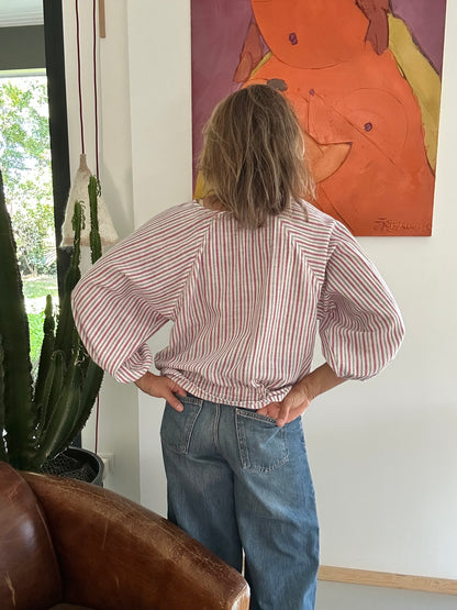 Blouse PRANA en coton khadi rayures Rose & Blanche