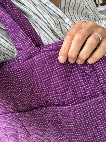 CABA en coton khadi matelassé violet  à petits carreaux