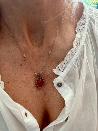 Collier INDIA fil de soie et pierres semi-précieuses