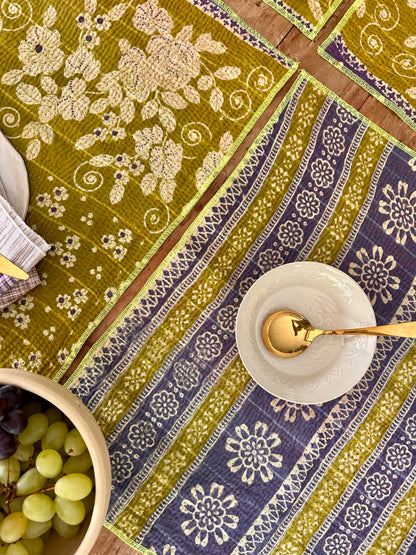 Set de table en kantha réversible   |  Collection Vintage Anis