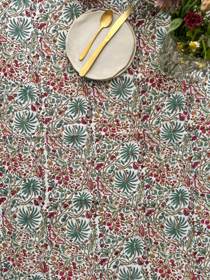 longue nappe en coton motif floral
