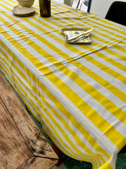nappe en 100% coton . rayures faites au block de bois. fabrication en Inde