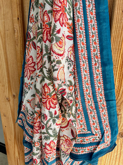 Paréo en coton blockprint