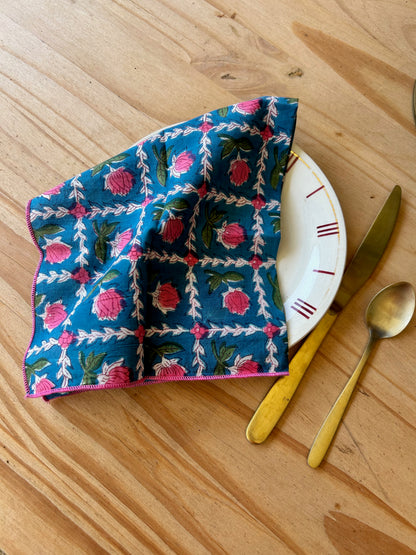 Serviettes de table en coton blockprint  (2 pièces)