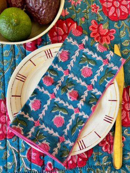 Serviettes de table en coton blockprint  (2 pièces)
