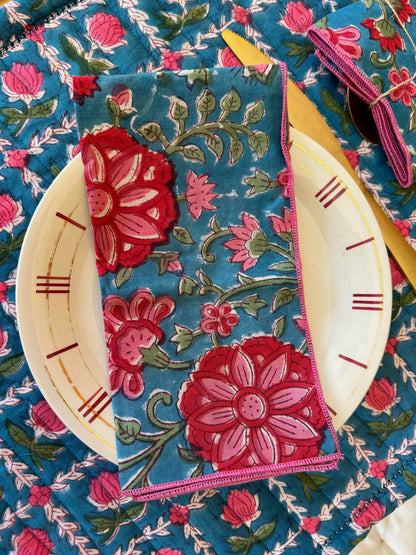 Serviettes de table en coton blockprint  (2 pièces)