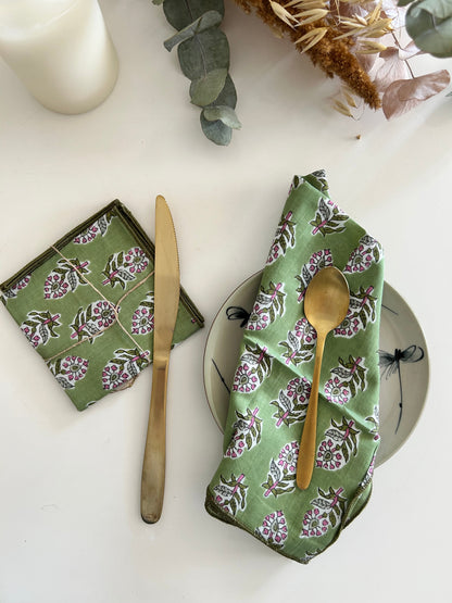 Serviettes de table en coton blockprint  (2 pièces)