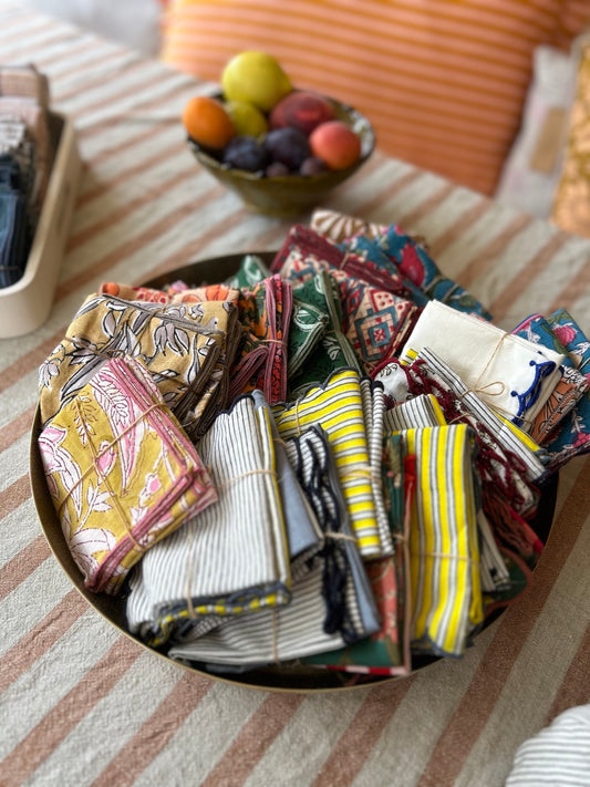 Serviettes de table en Coton Blockprint  (2 pièces)