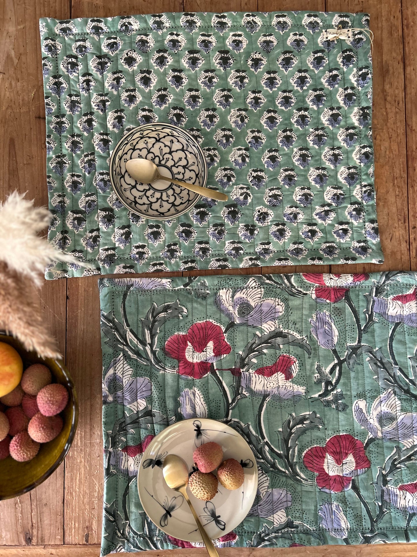 Set de table matelassé réversible  | Collection Douceur verte