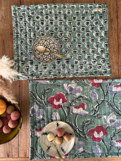 Set de table matelassé réversible  | Collection Douceur verte