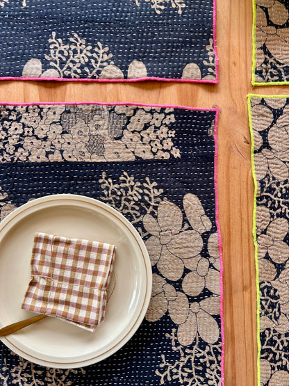 Set de table en kantha réversible   |  Collection Vintage noir