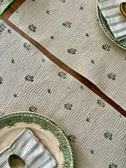 Set de table en kantha réversible   |  Collection Vintage Crème