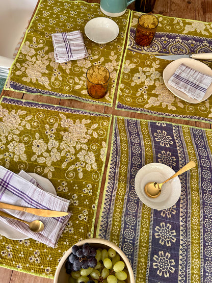 Set de table en kantha réversible   |  Collection Vintage Anis
