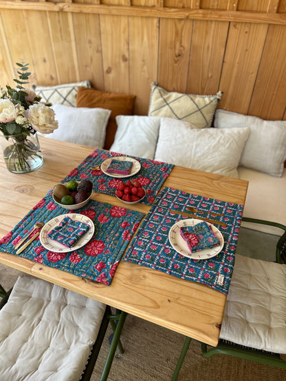 Set de table matelassé blockprint  |  Collection Azur