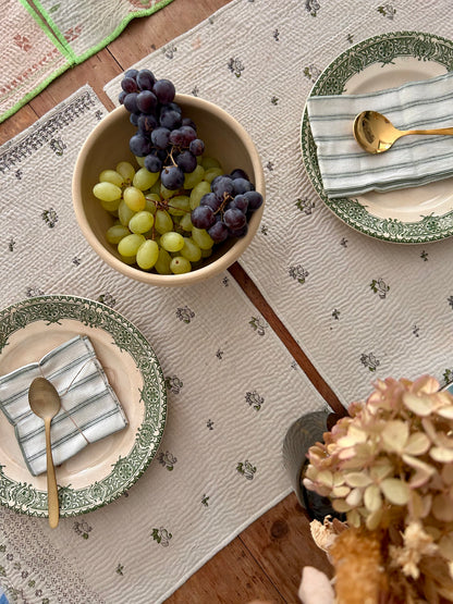 Set de table en kantha réversible   |  Collection Vintage Crème