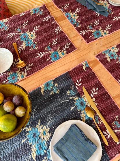 Set de table en kantha réversible   |  Collection Vintage Bordeaux