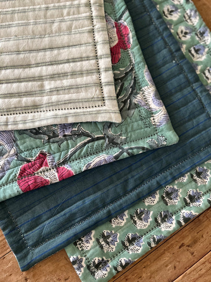 Set de table matelassé réversible  | Collection Douceur verte