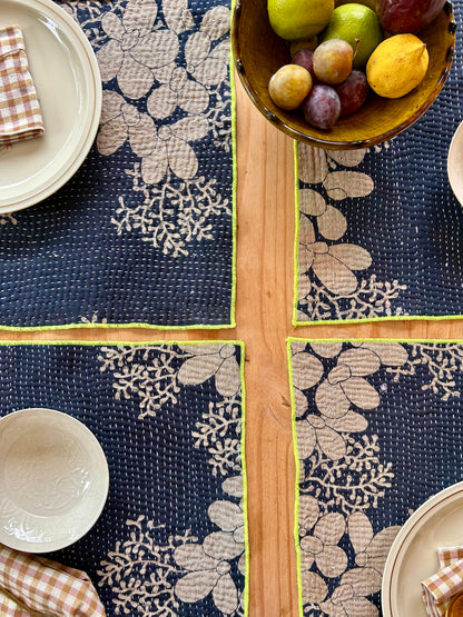 Set de table en kantha réversible   |  Collection Vintage noir