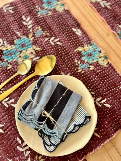 Set de table en kantha réversible   |  Collection Vintage Bordeaux