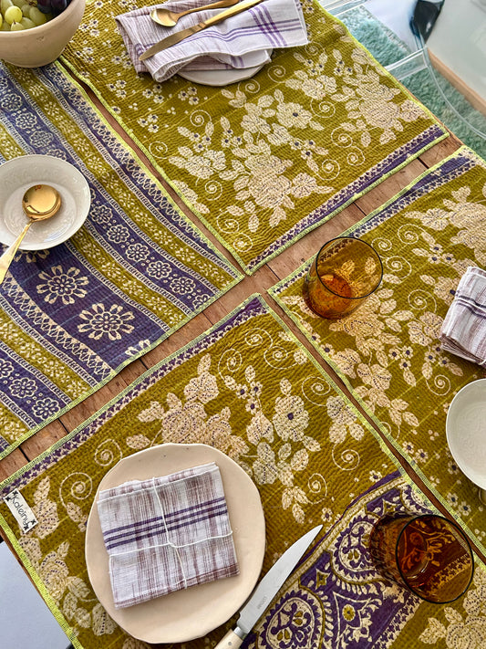 Set de table en kantha réversible   |  Collection Vintage Anis