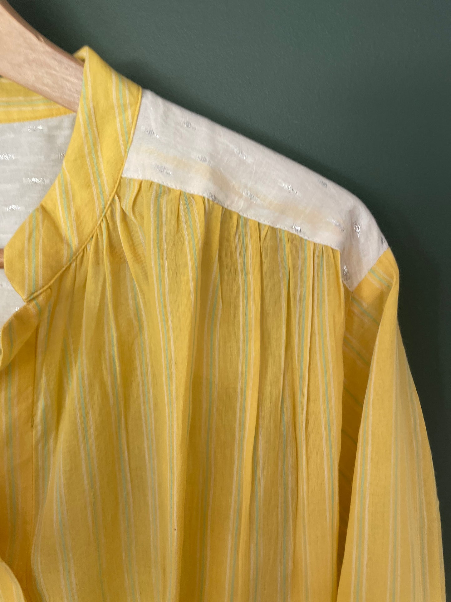 Blouse Telma Jaune fines rayures vertes