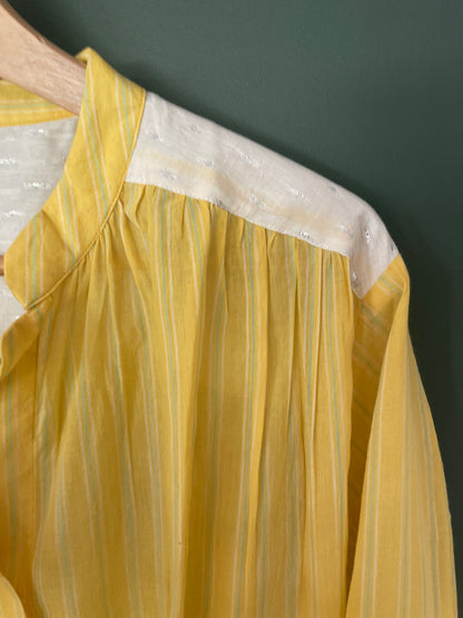 Blouse Telma Jaune fines rayures vertes
